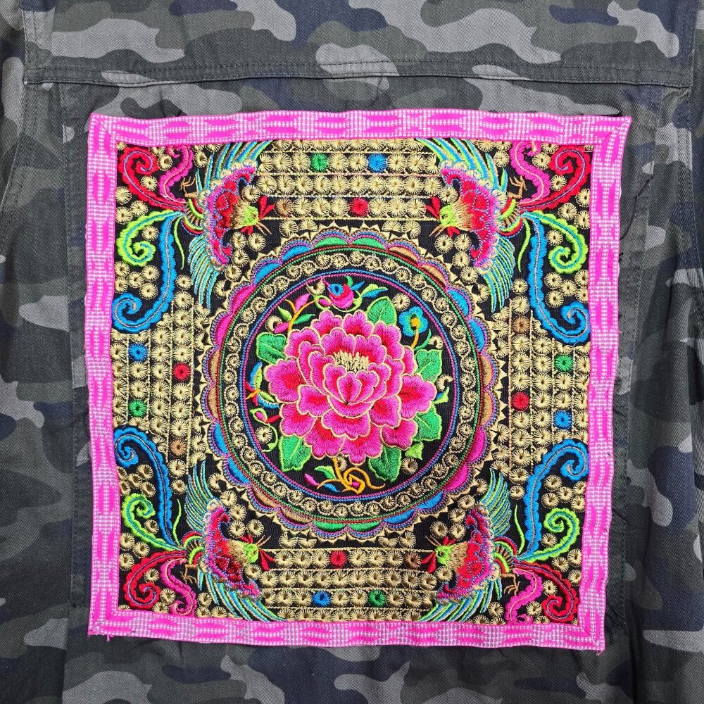 MISSGUIDED Camo Utility Jacket with Embroidered Back – Size 4 - Picture 6 of 11